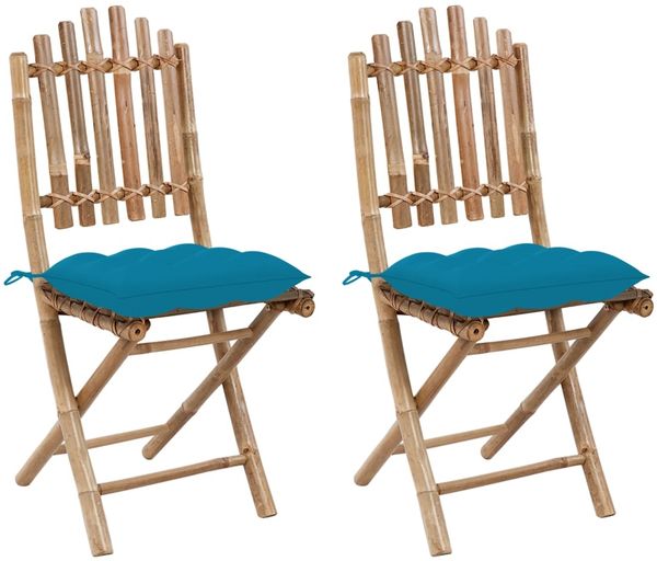 vidaXL Klappbare Gartenstühle 2 Stk. mit Kissen Bambus 3064006