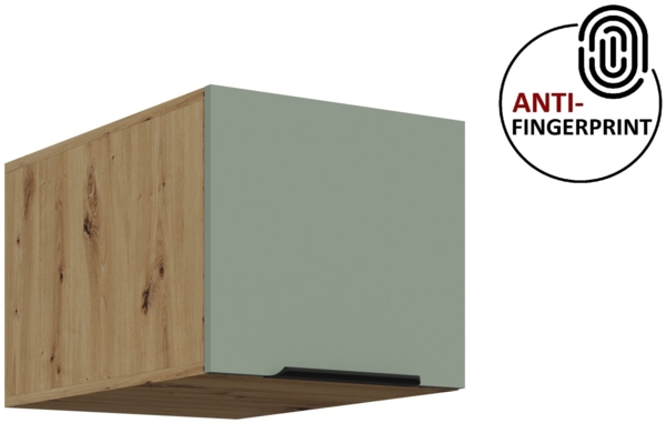 Küchen Aufsatzschrank 40 cm ARIA Aquamarin ultra matt + Eiche Artisan matt, hochwertige Fronten mit Anti Fingerprint Beschichtung Küchenzeile Küchenblock