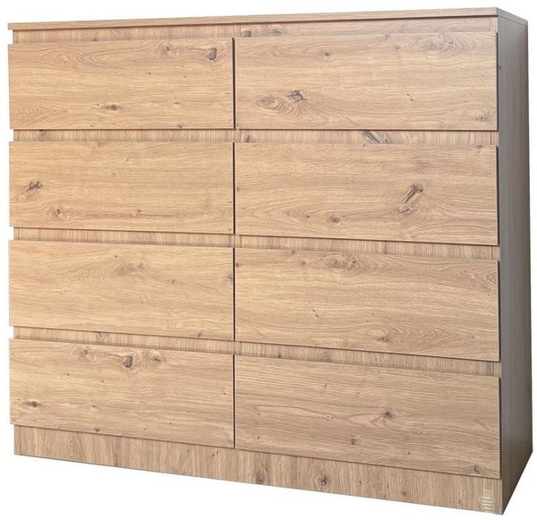 HTI-Living Kommode Kommode 8 grifflose Schubladen Thekla Artisaneiche (Stück, 1 St, 1 Kommode), Sideboard