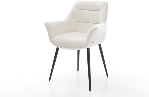 Esszimmerstuhl Kaira-Flex Bouclé Soft Beige 4-Fuß konisch Schwarz