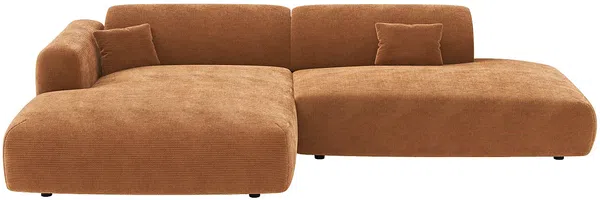 Vente-unique - POGNI Sofa SamtStoff Rot - B 160 cm x H 73 cm x L 300 cm