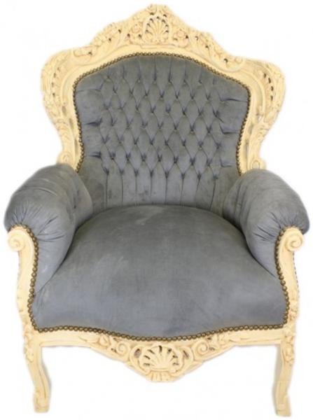 Casa Padrino Barock Sessel "King" Grau / Antik Stil Creme - Möbel