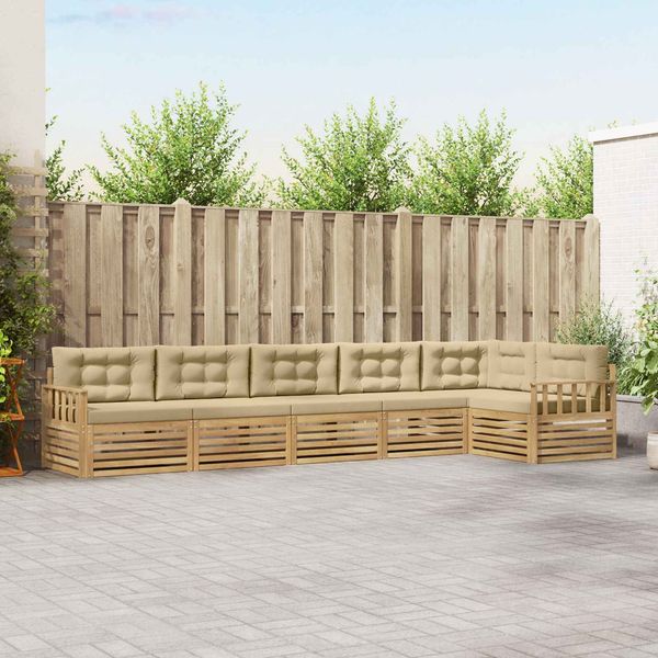 vidaXL Outdoor-Sofagarnitur mit Kissen 6 pcs Weiß und Beige Polyester 3390558