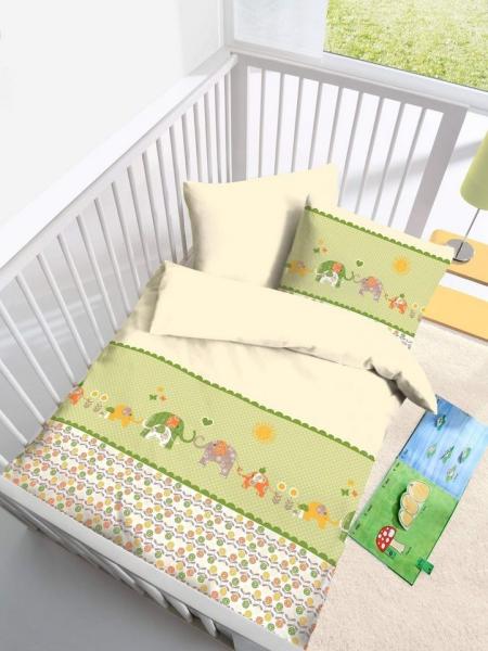 DOBNIG Babybettwäsche Baby Fein Biber Bettwäsche Tiere Safari 100x135 + 40x60 cm Flanell