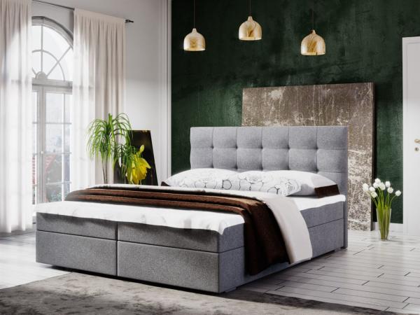Boxspringbett KERLON 140x200 cm Grau inkl. Bettkasten