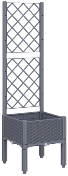 vidaXL Pflanzkübel mit Rankgitter Blaugrau 40x40x142 cm PP 367916