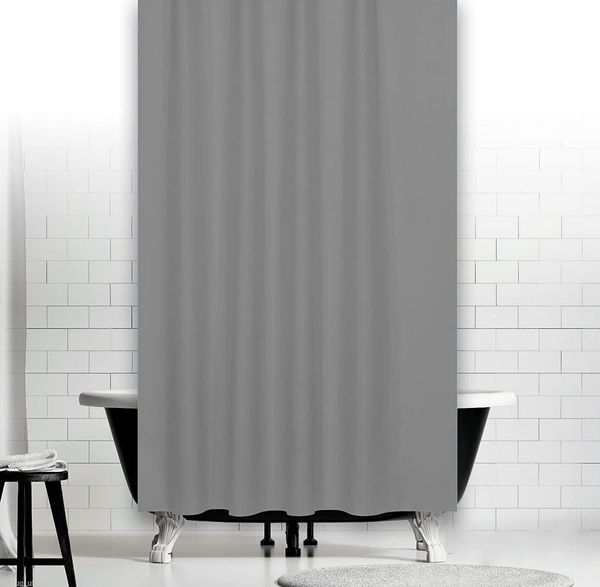 LikeKa Duschvorhang Grauer Duschvorhang aus Stoff für Badewanne und Dusche Breite 180 cm