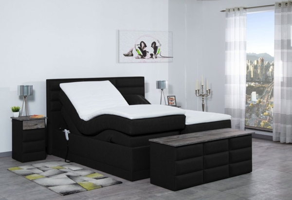 Meisterbetten Boxspringbett Pino 180x200 in WT-Schwarz, Matratzenbezug Nano, Ergoflex-Topper Bild 1