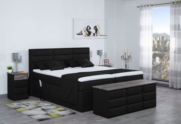 Meisterbetten Boxspringbett Pino 180x200 in WT-Schwarz, Matratzenbezug Nano, Ergoflex-Topper Bild 3