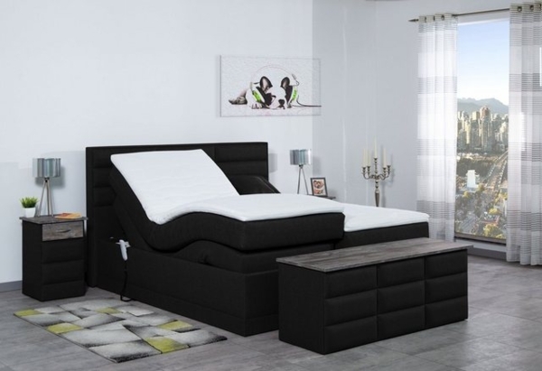 Meisterbetten Boxspringbett Pino 180x200 in WT-Schwarz, Matratzenbezug Nano, Ergoflex-Topper Bild 4