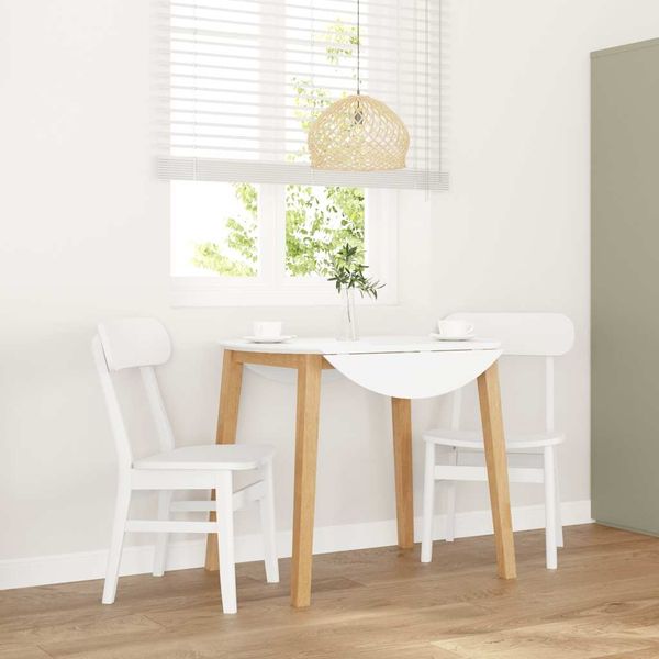 vidaXL Esszimmerstühle 2 Stk. Weiß Massivholz Gummibaum 4102441