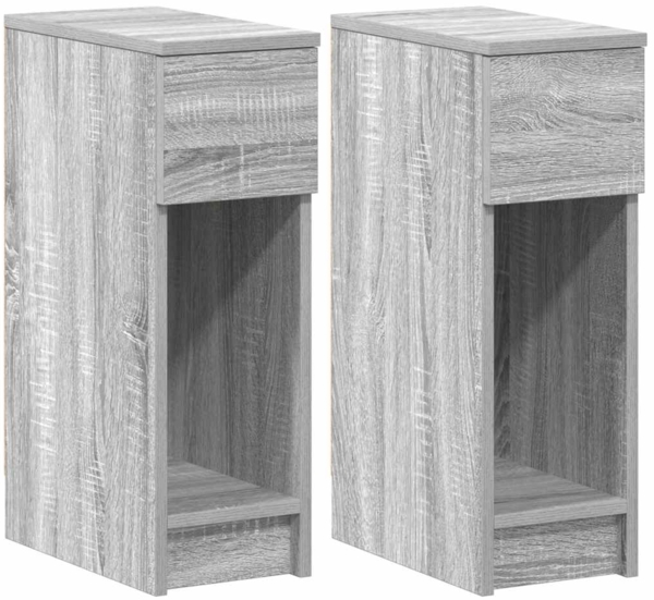 vidaXL Nachttische mit Schublade 2 Stk. Grau Sonoma 20x36x60 cm 858706