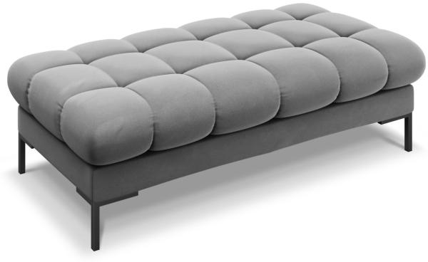 Micadoni Polsterbank Mamaia 2-Sitzer Samt Bluvel Hellgrau schwarze Beine
