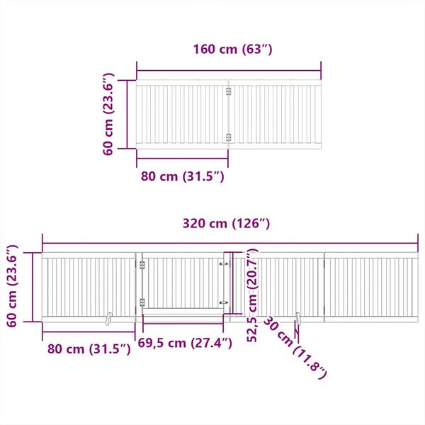 vidaXL 10-tlg. Hundetor mit Tür Faltbar Braun 800 cm Pappelholz 3155691 Bild 12