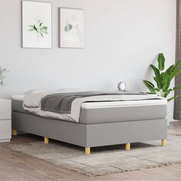 vidaXL Polsterbett, Stoff, Hellgrau, 120x200 cm, Natur