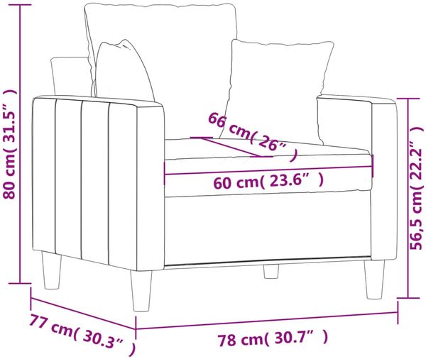 vidaXL Sessel Weinrot 60 cm Samt 359287 Bild 8