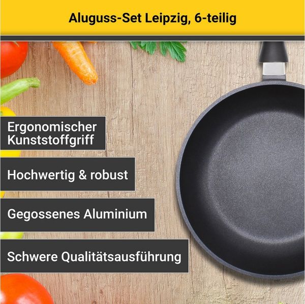 Krüger Topf-Set Leipzig, Aluminiumguss (Set, 8-tlg), hochwertige Antihaftversielgelung