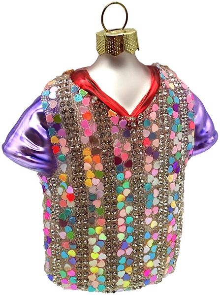 Lieblingsshirt, Glitzer Shirt 9cm kunterbuntes Glasornament, Weihnachtsschmuck