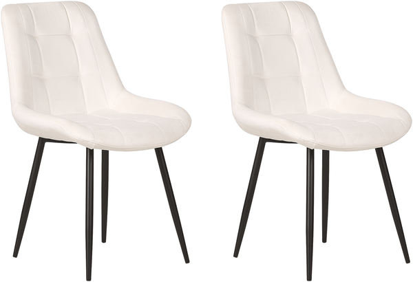 Esszimmerstuhl 2er Set MELROSE Samtstoff Cremeweiß