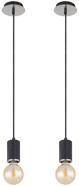 2x Hängeleuchte, Holz, schwarz, verstellbar, H 160 cm