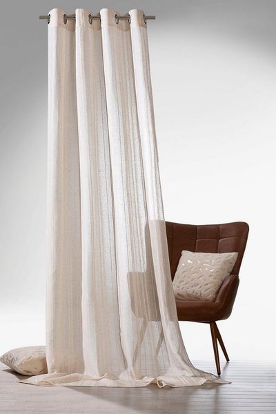 Weckbrodt Vorhang Natural Linen (1 St), Ösen, halbtransparent, Leinen-Optik, Längsstreifen, halbtransparent, Gardine, Store