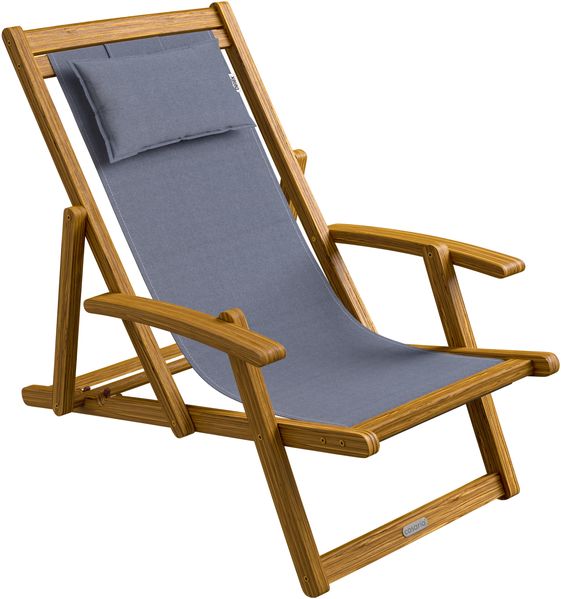 CASARIA® Sonnenliege aus Akazienholz Anthrazit 3-fach verstellbar