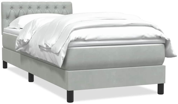 vidaXL Boxspringbett mit Matratze Hellgrau 80x210 cm Samt 3316473