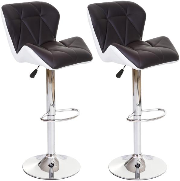 2er-Set Barhocker HWC-A92, Barstuhl Tresenhocker, höhenverstellbar Kunstleder ~ braun
