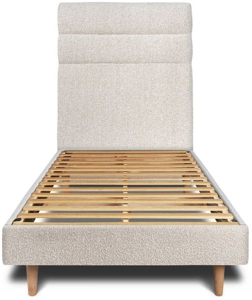 Bett mit gefüttertem Kopfteil – Bouclé-Stoff - 90x190 cm