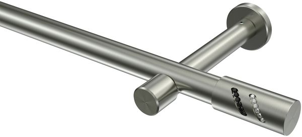 Gardinenstangen-Set Prestige Zoena 520 cm (geteilt in 4 x 130 cm), 1-läufig (ohne Ringe), 20 mm Ø Edelstahl-Optik