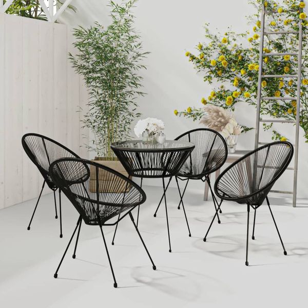 vidaXL 5-tlg. Garten-Essgruppe PVC Rattan Schwarz 3060280