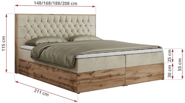 Boxspringbett, Schlafzimmerbett, Bettkasten - AMORE - 160 x 200 cm - Beige Velvet - H4 Bild 5