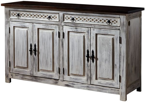 Sideboard Mango / Akazie 150x45x90 weiß gewachst CASTLE-ANTIK #261