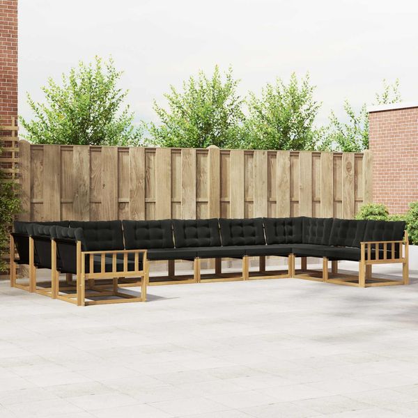 vidaXL Outdoor-Sofagarnitur mit Kissen 10 pcs Weiß und Schwarz 3389114
