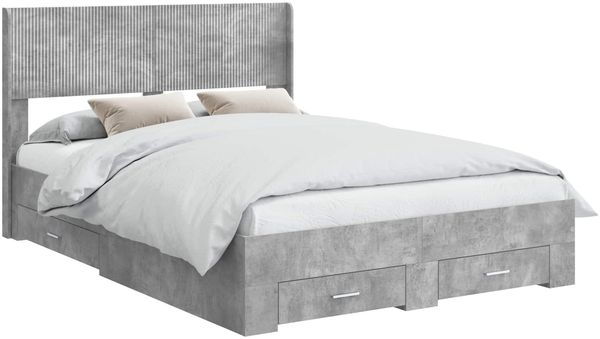 vidaXL Bettgestell mit Stauraum und Kopfteil Betongrau 150 x 200 cm 3414456 Bild 2