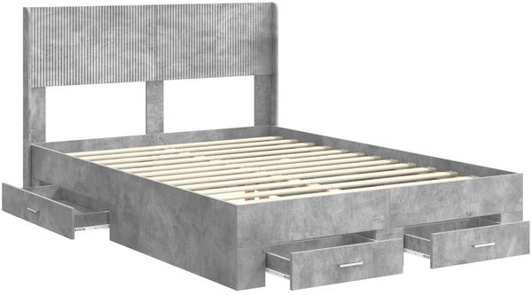 vidaXL Bettgestell mit Stauraum und Kopfteil Betongrau 150 x 200 cm 3414456 Bild 5