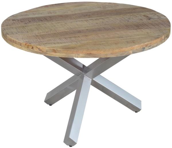 Esszimmertisch rund 140 cm Mangoholz Natur Silber RUNIS 76588950