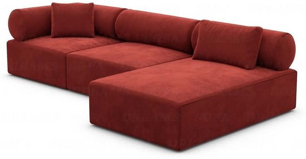 Couch Laguardia L Form in Samtstoff - Samtstoff - rot - Rechts