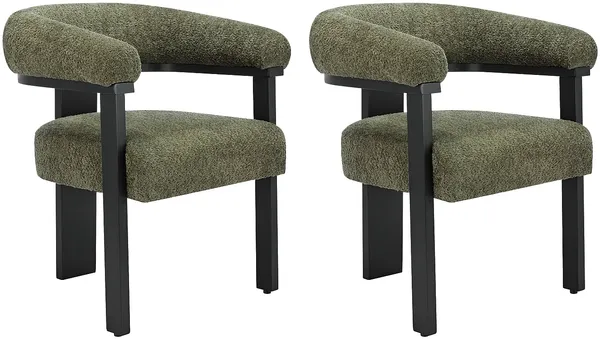Vente-unique - LIVELIA Stuhl Stoff SchwarzGrün - B 60 cm x H 78 cm x L 64 cm