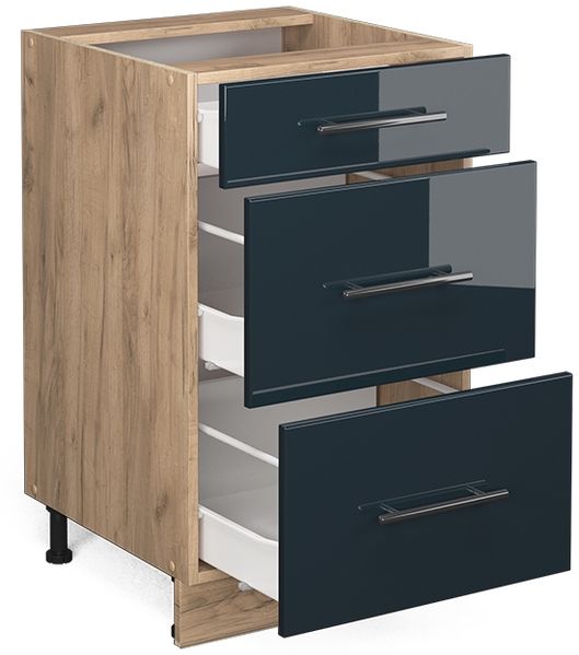 Küchenunterschrank Fame-Line Dunkelblau Hochglanz 50 cm ohne Arbeitsplatte Vicco Bild 4