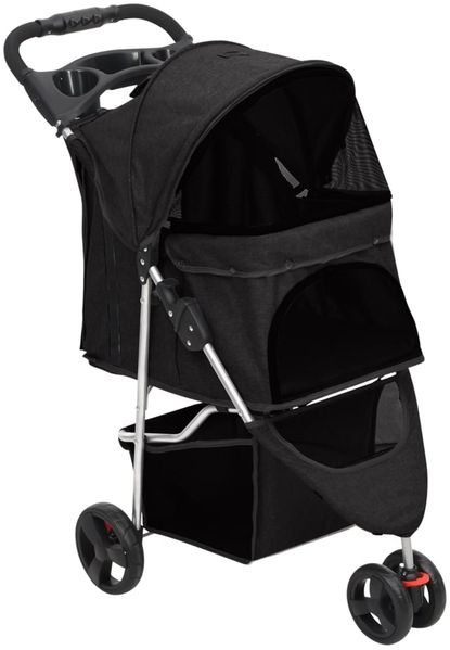vidaXL Hundewagen Faltbar Schwarz 80x46x98 cm Oxford-Gewebe 172196