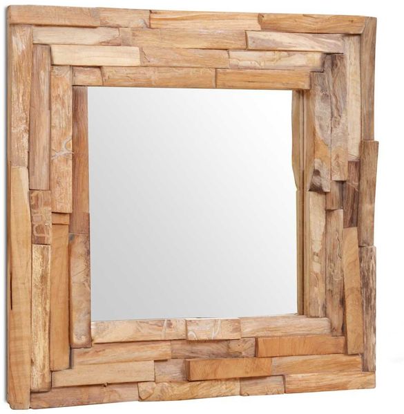 Wandspiegel, Dekorativer Spiegel Teak 60x60 cm Quadratisch