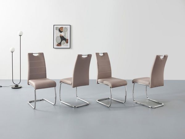 4er-Set 'Flora' Schwingstuhl, cappuccino, Kunstleder