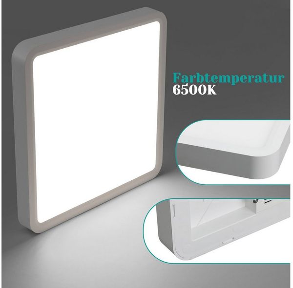 Nettlife LED Panel LED Deckenleuchte Flach 23CM 3000/6500K 18W, LED fest integriert, Kaltweiß, Deckenbeleuchtung zimmerlampe Küchenlampe Flurlampe