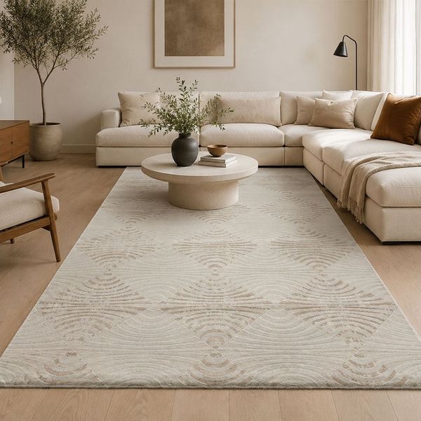 Vimoda Designteppich Kurzflor Teppich Boho 3D Hoch-Tief-Effekt, Rechteckig, Höhe: 12 mm, Teppich Wohnzimmer & Schlafzimmer