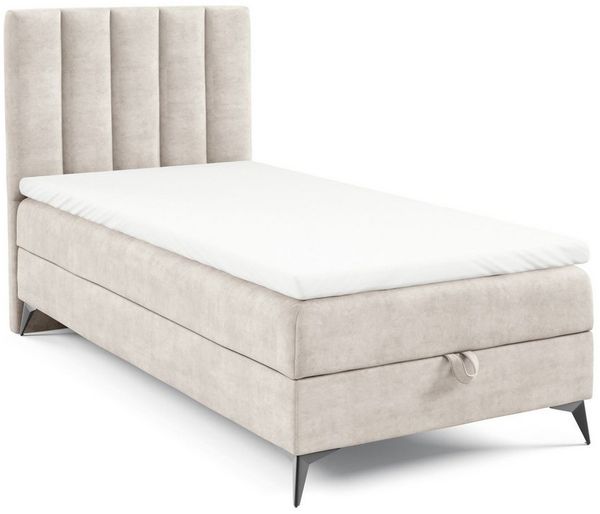 Best for Home Boxspringbett K10 Single SLIM mit Bettkasten & Bonellfederkernmatratze, Topper H3 (Einzelbett, Polsterbett, Kinderbett, Juniorbett, Hotelbett, 70x200 80x200 90x200 100x200 cm), mit oder ohne Topper, Flexible Liefermöglichkeiten, Handwerks...