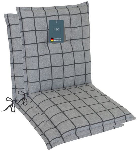 LILENO HOME Polsterauflage Niedriglehner, bequeme Sitzauflage für Gartenstühle, Stuhlkissen, (2 St, 2er Set), Gartenstuhl Auflage in Yacht-Karo Hellgrau, Sitzpolster waschbar