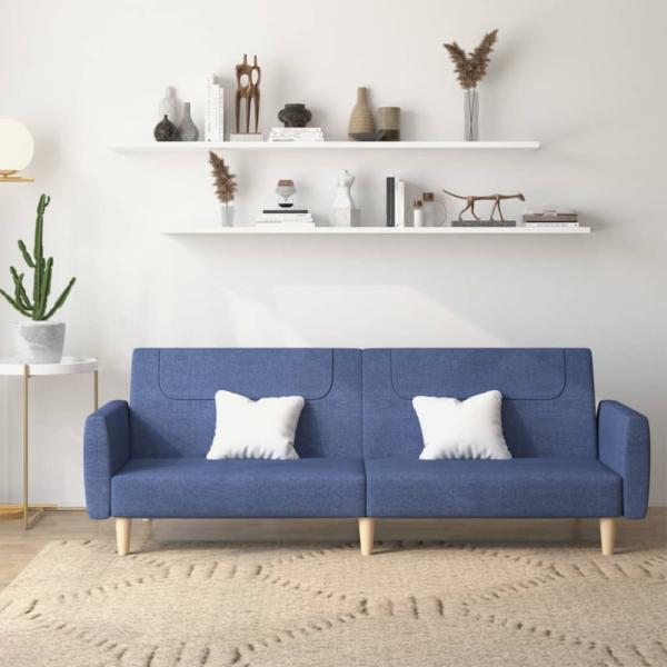 vidaXL Schlafsofa 2-Sitzer Blau Stoff 375788