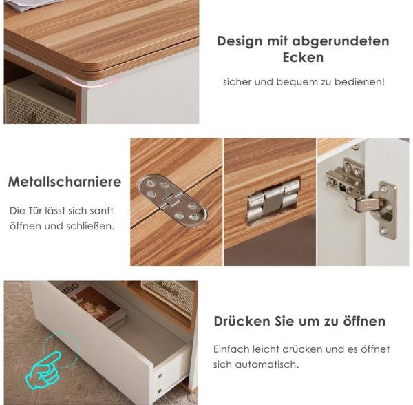Merax Couchtisch mit Schubladen, Wohnzimmertisch, mit ausziehbarer Tischplatte, Beistelltisch multifunktional Bild 3