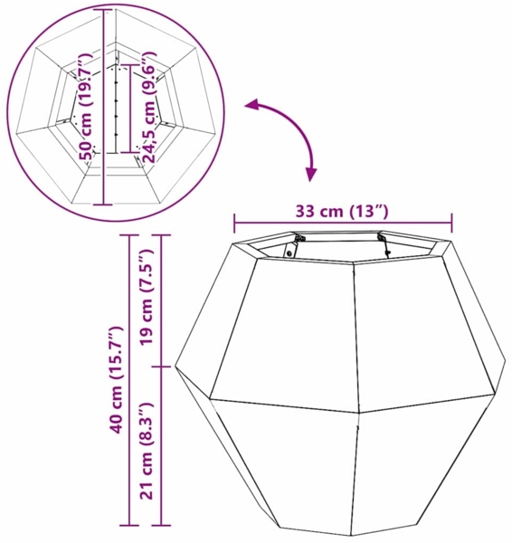 vidaXL Pflanzkübel 2 pcs Silber 50 x 50 x 40 cm Verzinkter Stahl 884063 Bild 10